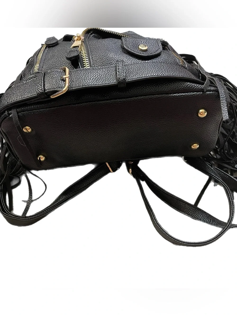 NWOT: Le Miel Vegan Leather Motor Cycle Fringe Backpack